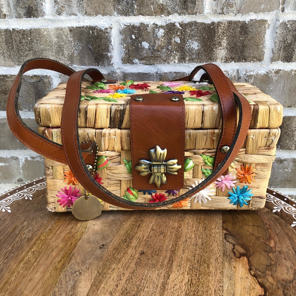 Patricia Nash Porcari Bamboo Box with Flowers